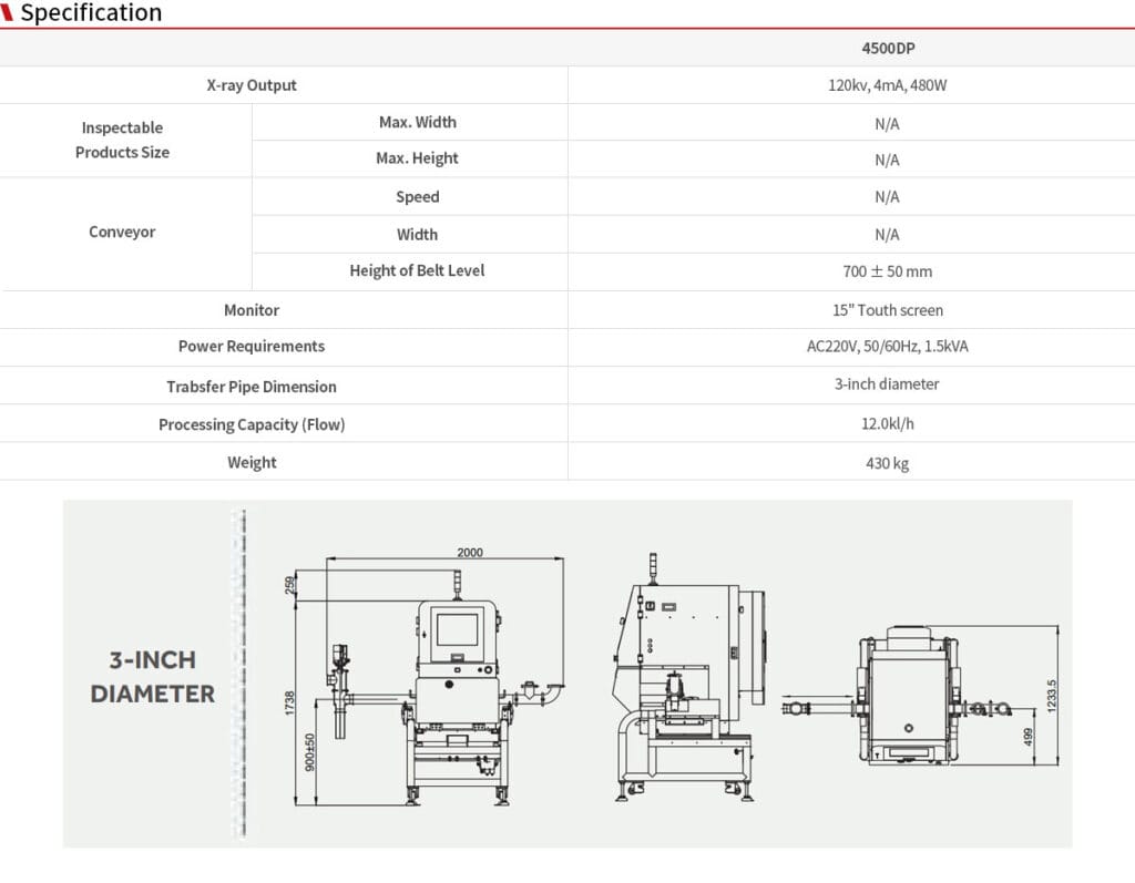 PSG X-Ray 4500DP spec sheet